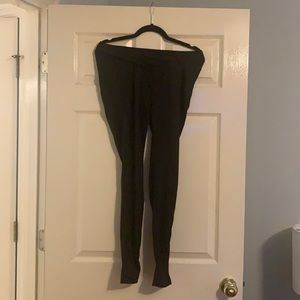 Black Yoga Pants - with Roushing on the Bottom